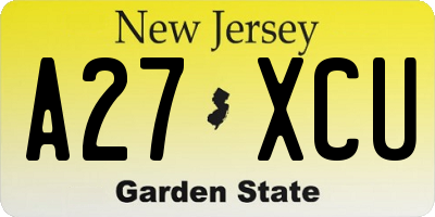 NJ license plate A27XCU