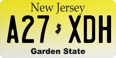 NJ license plate A27XDH