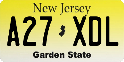 NJ license plate A27XDL