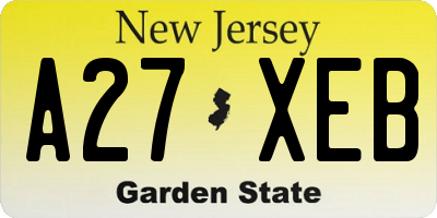 NJ license plate A27XEB