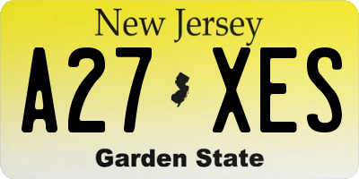 NJ license plate A27XES