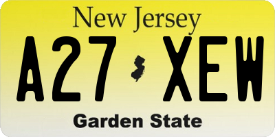 NJ license plate A27XEW