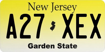 NJ license plate A27XEX