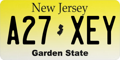 NJ license plate A27XEY