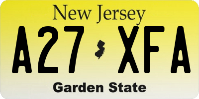 NJ license plate A27XFA