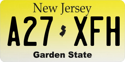 NJ license plate A27XFH