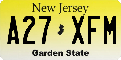 NJ license plate A27XFM