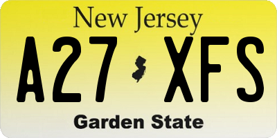 NJ license plate A27XFS