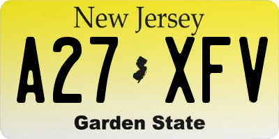 NJ license plate A27XFV