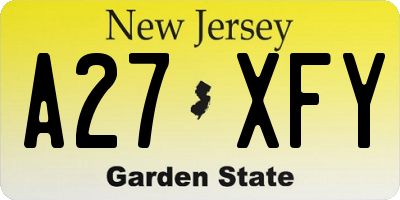 NJ license plate A27XFY