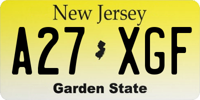 NJ license plate A27XGF
