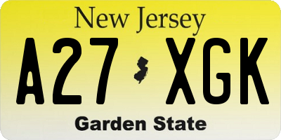 NJ license plate A27XGK
