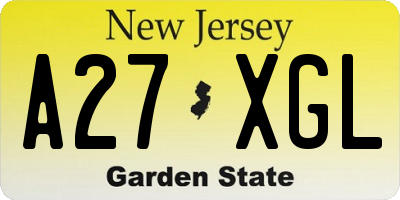 NJ license plate A27XGL