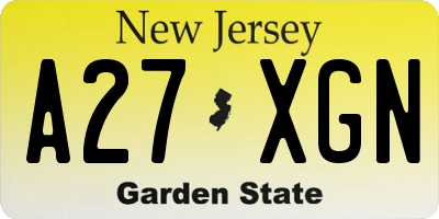 NJ license plate A27XGN