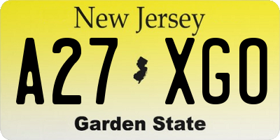 NJ license plate A27XGO