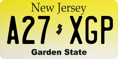 NJ license plate A27XGP