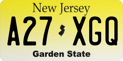 NJ license plate A27XGQ
