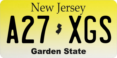 NJ license plate A27XGS