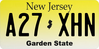 NJ license plate A27XHN