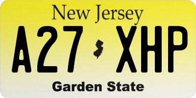 NJ license plate A27XHP