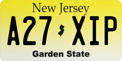 NJ license plate A27XIP
