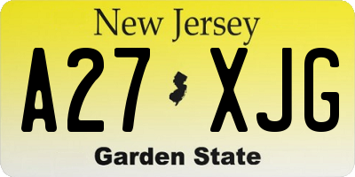 NJ license plate A27XJG