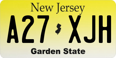 NJ license plate A27XJH