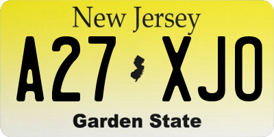 NJ license plate A27XJO