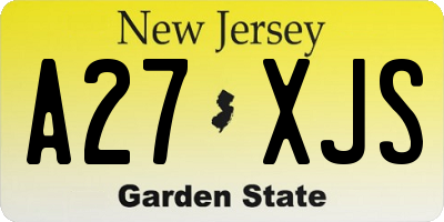NJ license plate A27XJS