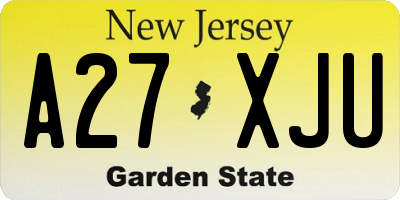 NJ license plate A27XJU