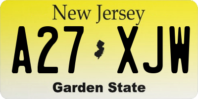 NJ license plate A27XJW