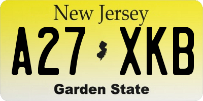 NJ license plate A27XKB