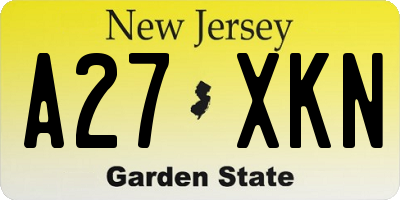 NJ license plate A27XKN