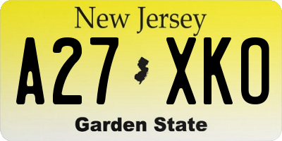 NJ license plate A27XKO