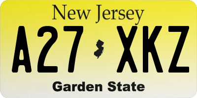 NJ license plate A27XKZ