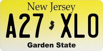 NJ license plate A27XLO