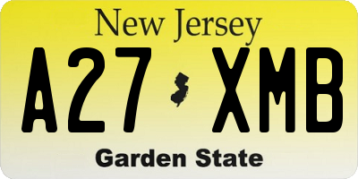 NJ license plate A27XMB