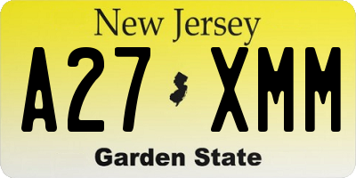 NJ license plate A27XMM