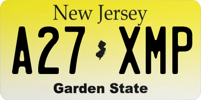 NJ license plate A27XMP