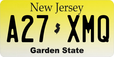 NJ license plate A27XMQ