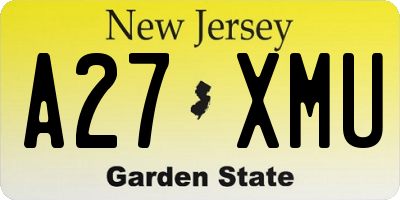 NJ license plate A27XMU