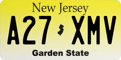 NJ license plate A27XMV