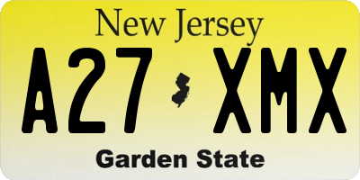 NJ license plate A27XMX