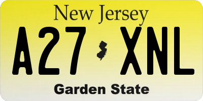 NJ license plate A27XNL