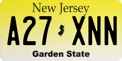 NJ license plate A27XNN