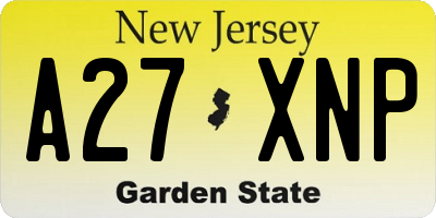 NJ license plate A27XNP
