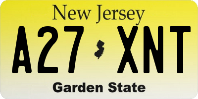 NJ license plate A27XNT