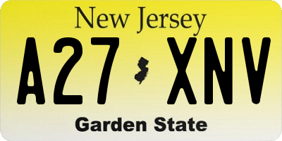 NJ license plate A27XNV