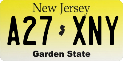 NJ license plate A27XNY