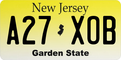 NJ license plate A27XOB